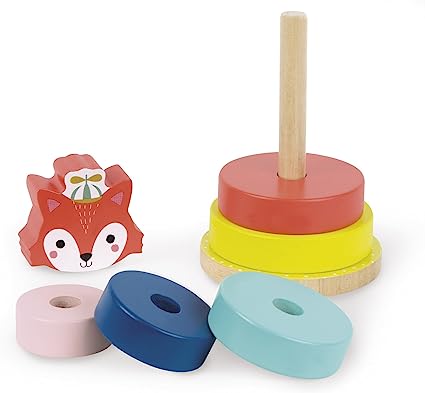 Janod Baby Forest Fox Wood Stacker Toy for Ages 1