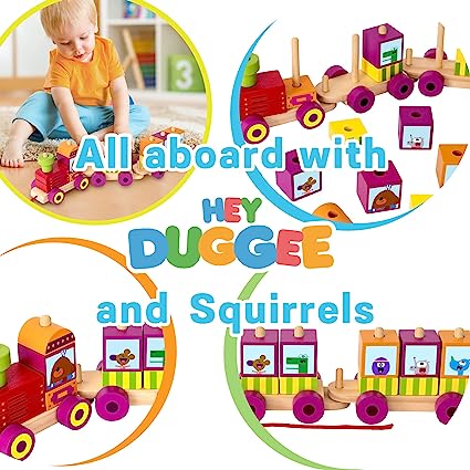 Wooden Hey Duggee Stacking Train Playset