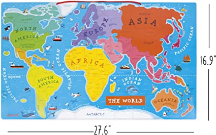 Buy Janod Wooden Magnetic World Map Puzzle for Kids Online