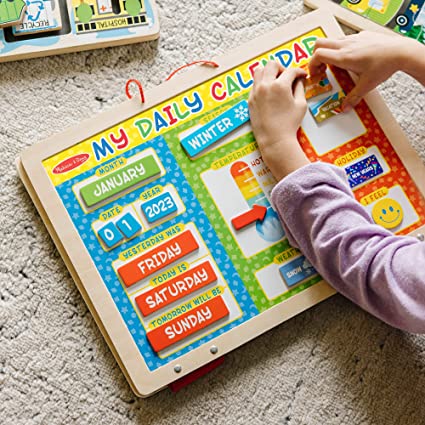 Daily Wooden Magnetic Calendar for Kids